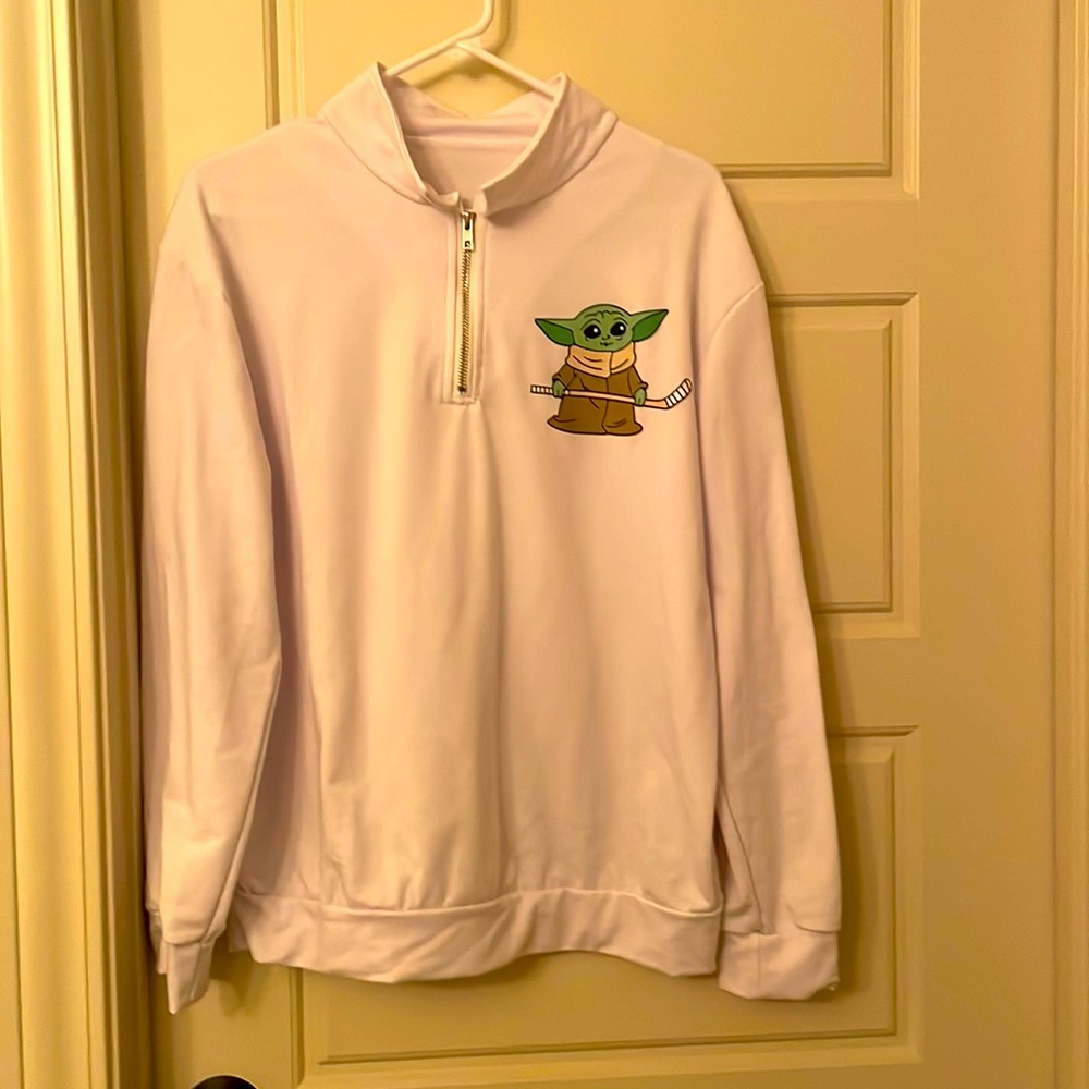 Brand New Women’s Baby Yoda Medium 3/4 Zip, Lightweight Sweatshirt